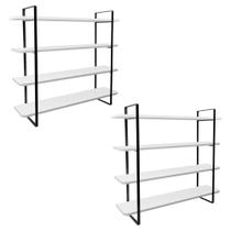 Kit 02 Prateleiras Triplas Arnad Modelo Industrial 100x20cm