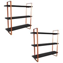 Kit 02 Prateleiras Triplas Hone Modelo Industrial 60x15cm