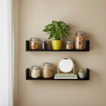 KIT 02 Prateleiras U MDF 60cm Preto Livros Decoração Cozinha Quarto Sala Escritório KIT 02 Prateleiras U MDF 60cm Preto Livros Decoração Cozinha Quarto Sala Escritório