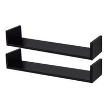 KIT 02 Prateleiras U MDF 60cm Preto Livros Decoração Cozinha Quarto Sala Escritório