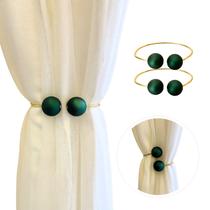 Kit 02 Prendedores de Cortina Aro dourado Com Perola Verde