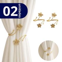 Kit 02 Prendedores de cortina Flores em Aço