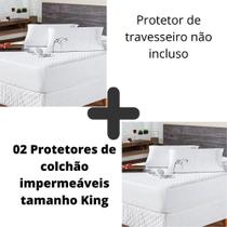 Kit 02 Protetor Colchão Capa Impermeável Branco Cama King