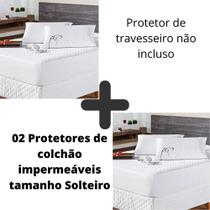 Kit 02 Protetor Colchão Impermeável Branco Cama Solteiro