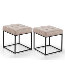 Kit 02 Pufe Estilo Industrial Quadrado Pés Metal Croata