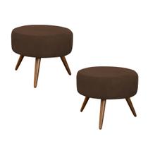 Kit 02 Puff Banco Para Sala Pé Palito Cores Suede Veludo Marrom