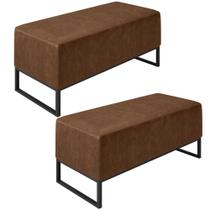 Kit 02 Puff Cléo W01 Base De Ferro 90cm material sintético Marrom Kit 02 Puff Cléo W01 Base De Ferro 90cm material sintético Marrom