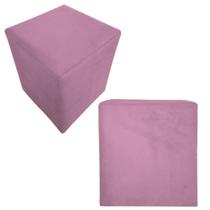 Kit 02 Puff Decorativo Dado Quadrado Suede Rosa