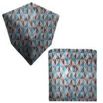 Kit 02 Puff Decorativo Dado Quadrado Suede Triangulo Azul