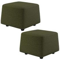 Kit 02 Puff Decorativo Orgânico Para Sala Living Morelo M05 Linho Verde - Lyam Decor