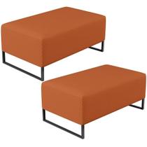 Kit 02 Puff Decorativo Para Sala De Estar Cléo W01 Base De Ferro 90cm Tecido Terracota Kit 02 Puff Decorativo Para Sala De Estar Cléo W01 Base De Ferro 90cm Tecido Terracota