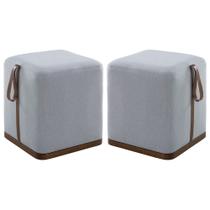 Kit 02 Puff Decorativo Sala de Estar Nurse Cinza Claro G55 - Gran Belo