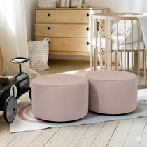 KIT 02 Puff Infantil Encantus Banqueta Multiuso Para Quarto Espaço Kids Sala pés antiumidade
