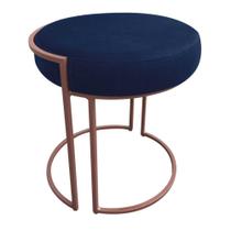 Kit 02 Puff Love Suede Base Cobre Azul Marinho