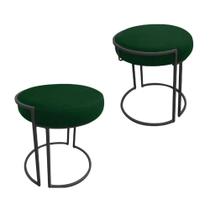 Kit 02 Puff Love Suede Base Preto Verde