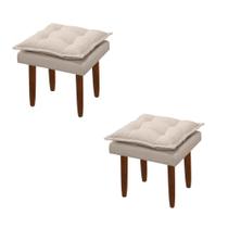 Kit 02 Puff Maria Para Sala De Tv E Estar Quarto Confortável Suede Bege Mabe Magazine