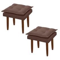 Kit 02 Puff Maria para Sala de TV e Estar Quarto Confortável Suede Marrom MABE MAGAZINE