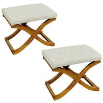 Kit 02 Puff Neo decorativo Pés em Madeira Sala de Estar Recepção Escritório Suede Bege - Damaffê Móveis Kit 02 Puff Neo decorativo Pés em Madeira Sala de Estar Recepção Escritório Suede Bege - Damaffê Móveis