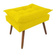 Kit 02 Puff Opala decorativo Pés em Madeira Sala de Estar Recepção Consultório material sintético Amarelo - KDAcanto Móveis