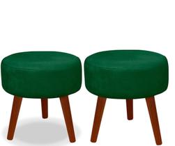 Kit 02 Puff Redondo Decorativo Panqueta De Apoiar Os Pés Suede Verde Kit 02 Puff Redondo Decorativo Panqueta De Apoiar Os Pés Suede Verde