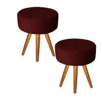 Kit 02 Puff Redondo Suede Bordô-MODENA DECOR Kit 02 Puff Redondo Suede Bordô-MODENA DECOR