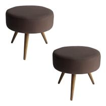 Kit 02 Puff Redondo Suede Marron-MODENA DECOR