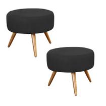 Kit 02 Puff Redondo Suede Preto -MODENA DECOR