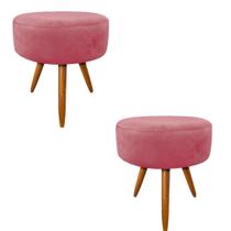Kit 02 puff Redondo Suede Rosê -MODENA DECOR Kit 02 puff Redondo Suede Rosê -MODENA DECOR