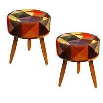 Kit 02 Puff Redondo Suede Triangulo -MODENA DECOR