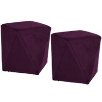 Kit 02 Puffs Ametista D02 Veludo Roxo Grape C-292 Kit 02 Puffs Ametista D02 Veludo Roxo Grape C-292