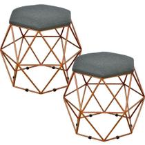 Kit 02 Puffs Aramado Bronze Six L02 Linho Chumbo