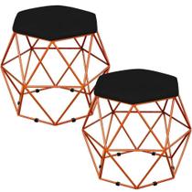 Kit 02 Puffs Aramado Bronze Six L02 Suede Preto