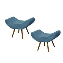 Kit 02 Puffs Banqueta Emília Em Suede Liso Azul Royal - DS Móveis