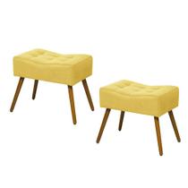 Kit 02 Puffs Banqueta Retangular Liso Amarelo - SA Móveis