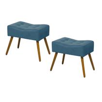 Kit 02 Puffs Banqueta Retangular Liso Azul Royal - SA Móveis Kit 02 Puffs Banqueta Retangular Liso Azul Royal - SA Móveis