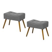 Kit 02 Puffs Banqueta Retangular Liso Cinza - SA Móveis Kit 02 Puffs Banqueta Retangular Liso Cinza - SA Móveis
