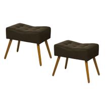 Kit 02 Puffs Banqueta Retangular Suede Liso Marrom - DS Móveis Kit 02 Puffs Banqueta Retangular Suede Liso Marrom - DS Móveis