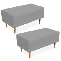 Kit 02 Puffs Cléo W01 Pés Palito 90 Cm Linho Cinza Kit 02 Puffs Cléo W01 Pés Palito 90 Cm Linho Cinza