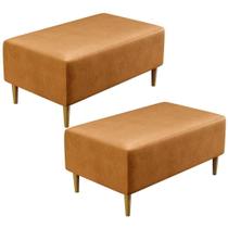 Kit 02 Puffs Cléo W01 Pés Palito 90 Cm material sintético Whisky Kit 02 Puffs Cléo W01 Pés Palito 90 Cm material sintético Whisky