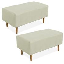 Kit 02 Puffs Cléo W01 Pés Palito 90 Cm Suede Bege Kit 02 Puffs Cléo W01 Pés Palito 90 Cm Suede Bege