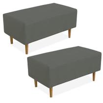 Kit 02 Puffs Cléo W01 Pés Palito 90 Cm Suede Cinza Kit 02 Puffs Cléo W01 Pés Palito 90 Cm Suede Cinza