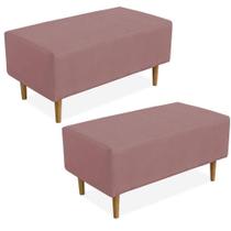 Kit 02 Puffs Cléo W01 Pés Palito 90 Cm Suede Rosê Kit 02 Puffs Cléo W01 Pés Palito 90 Cm Suede Rosê