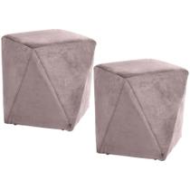 Kit 02 Puffs Decorativo Ametista D02 Veludo Rosê C-305 Kit 02 Puffs Decorativo Ametista D02 Veludo Rosê C-305