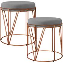 Kit 02 Puffs Decorativo Aramado Bronze Zaya L02 Corano Cinza - Lyam Decor Kit 02 Puffs Decorativo Aramado Bronze Zaya L02 Corano Cinza - Lyam Decor