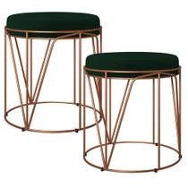 Kit 02 Puffs Decorativo Aramado Bronze Zaya L02 Suede Verde Musgo - Lyam Decor Kit 02 Puffs Decorativo Aramado Bronze Zaya L02 Suede Verde Musgo - Lyam Decor