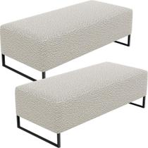 Kit 02 Puffs Decorativo Bali W01 120X50cm Bouclê Creme Kit 02 Puffs Decorativo Bali W01 120X50cm Bouclê Creme
