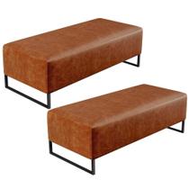 Kit 02 Puffs Decorativo Bali W01 Base Ferro 120X50 Cm Camel Kit 02 Puffs Decorativo Bali W01 Base Ferro 120X50 Cm Camel