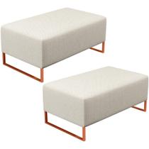 Kit 02 Puffs Decorativo Cléo 90Cm W01 Cobre Linho Champagne