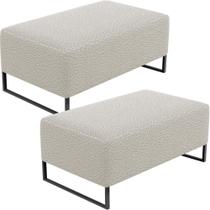 Kit 02 Puffs Decorativo Cléo 90Cm W01 Preto Bouclê Creme Kit 02 Puffs Decorativo Cléo 90Cm W01 Preto Bouclê Creme