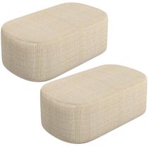 Kit 02 Puffs Decorativo Orgânico para Living Quarto 100cm Doha W01 Linho Palha - Lyam Decor Kit 02 Puffs Decorativo Orgânico para Living Quarto 100cm Doha W01 Linho Palha - Lyam Decor
